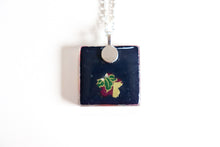 Load image into Gallery viewer, Purple Crane - Square Washi Paper Pendant Necklace