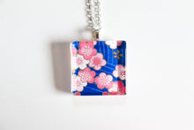 Load image into Gallery viewer, Ume on the Umi - Square Washi Paper Pendant Necklace