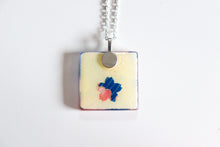Load image into Gallery viewer, Ume on the Umi - Square Washi Paper Pendant Necklace