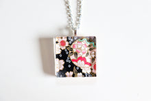 Load image into Gallery viewer, Temari and Sakura Party - Square Washi Paper Pendant Necklace