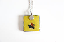 Load image into Gallery viewer, Waves and Blossoms - Square Washi Paper Pendant Necklace