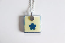 Load image into Gallery viewer, Geometry in Blue - Square Washi Paper Pendant Necklace