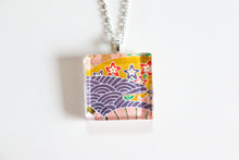 Load image into Gallery viewer, Starlit waters - Square Washi Paper Pendant Necklace