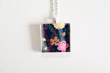 Load image into Gallery viewer, Dark Nights - Square Washi Paper Pendant Necklace