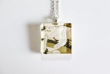 Load image into Gallery viewer, Golden Cranes - Square Washi Paper Pendant Necklace