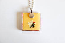 Load image into Gallery viewer, Red Cranes - Square Washi Paper Pendant Necklace