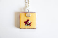 Load image into Gallery viewer, Crane in Purple Sky - Square Washi Paper Pendant Necklace