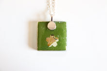 Load image into Gallery viewer, Crane Flying - Square Washi Paper Pendant Necklace