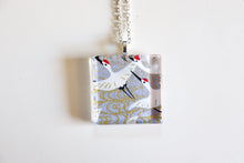 Load image into Gallery viewer, In Flight Lavender - Square Washi Paper Pendant Necklace