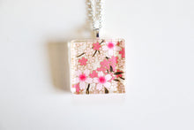 Load image into Gallery viewer, Cherry Blossom Season - Square Washi Paper Pendant Necklace