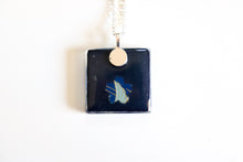Load image into Gallery viewer, Blue Crane - Square Washi Paper Pendant Necklace