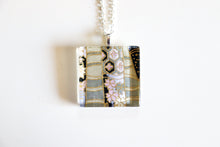 Load image into Gallery viewer, Patterned Bamboo - Square Washi Paper Pendant Necklace