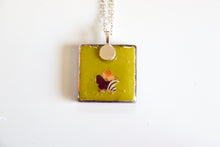 Load image into Gallery viewer, Purple Leaves - Square Washi Paper Pendant Necklace