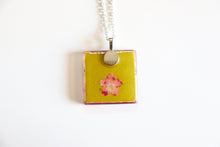 Load image into Gallery viewer, Sakura Seas - Square Washi Paper Pendant Necklace