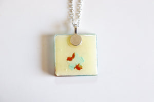 Little Fishies - Square Washi Paper Pendant Necklace