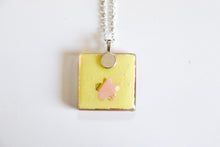 Load image into Gallery viewer, Pink Sakura Fans - Square Washi Paper Pendant Necklace