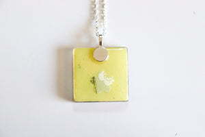 White Sakura Fans - Square Washi Paper Pendant Necklace
