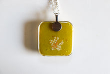 Load image into Gallery viewer, Bamboo Leaf - Rounded Square Washi Paper Pendant Necklace