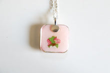 Load image into Gallery viewer, Pink Plums - Rounded Square Washi Paper Pendant Necklace