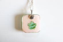 Load image into Gallery viewer, Wispy Flowers - Rounded Square Washi Paper Pendant Necklace