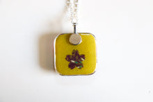 Load image into Gallery viewer, Purple Gardens- Rounded Square Washi Paper Pendant Necklace