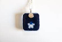 Load image into Gallery viewer, Blue and White - Rounded Square Washi Paper Pendant Necklace