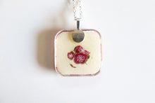 Load image into Gallery viewer, Plum Bouquets - Rounded Square Washi Paper Pendant Necklace