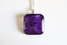 Load image into Gallery viewer, Purple Fans - Rounded Square Washi Paper Pendant Necklace
