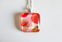 Load image into Gallery viewer, Bubbles - Rounded Square Washi Paper Pendant Necklace