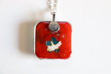 Load image into Gallery viewer, White Cranes - Rounded Square Washi Paper Pendant Necklace