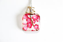 Load image into Gallery viewer, Plum Blossoms in Magenta - Double Sided Washi Paper Pendant Necklace