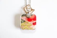 Load image into Gallery viewer, Pink and Green - Double Sided Washi Paper Pendant Necklace