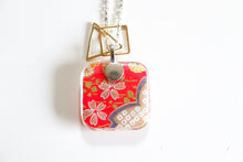 Load image into Gallery viewer, Yellow Blossoms on Pink - Double Sided Washi Paper Pendant Necklace