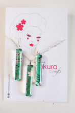 Load image into Gallery viewer, Green Gardens - Washi Paper Necklace and Long Earring Set