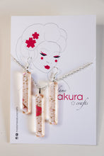 Load image into Gallery viewer, Pink Splash - Washi Paper Necklace and Long Earring Set
