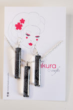 Load image into Gallery viewer, Silver Lining - Washi Paper Necklace and Long Earring Set