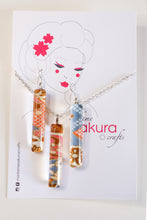 Load image into Gallery viewer, Shibori Petals - Washi Paper Necklace and Long Earring Set