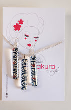 Load image into Gallery viewer, Blue Petals - Washi Paper Necklace and Long Earring Set