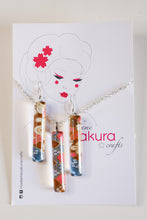 Load image into Gallery viewer, Shibori dreams - Washi Paper Necklace and Long Earring Set
