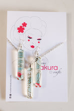 Load image into Gallery viewer, Blue Angel Wings - Washi Paper Necklace and Long Earring Set
