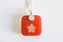 Load image into Gallery viewer, Peach Cranes - Rounded Square Washi Paper Pendant Necklace