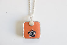 Load image into Gallery viewer, Stacked Flowers - Rounded Square Washi Paper Pendant Necklace