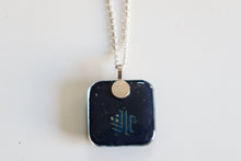 Load image into Gallery viewer, Blue Diamonds - Rounded Square Washi Paper Pendant Necklace