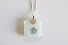 Load image into Gallery viewer, Blue Plums - Rounded Square Washi Paper Pendant Necklace