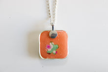 Load image into Gallery viewer, Green Blossom - Rounded Square Washi Paper Pendant Necklace