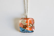 Load image into Gallery viewer, Bamboo Orange - Rounded Square Washi Paper Pendant Necklace