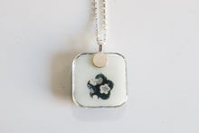 Load image into Gallery viewer, Soft Blue Blossoms - Rounded Square Washi Paper Pendant Necklace