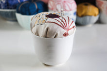 Load image into Gallery viewer, Blossom Fan - Kimono fabric Pottery Pin Cushion