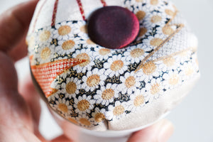 Blossom Fan - Kimono fabric Pottery Pin Cushion