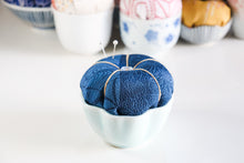 Load image into Gallery viewer, Blue Landscape - Kimono fabric Pottery Pin Cushion